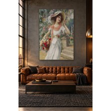 Fida Emile Vernon Çiçek Sepetli Hasır Şapkalı Kız Canvas Tablo