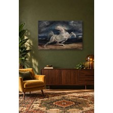 Fida Delacroix Fırtınada Ürken Beyaz At Canvas Tablo
