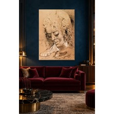 Fida Dali Ayakkabı Isıran Sakallı Yüz Çizimi Canvas Tablo