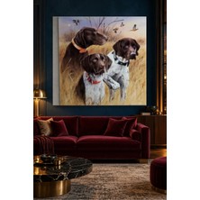 Fida Sülün Avında Üç Pointer Köpeği Canvas Tablo
