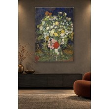 Fida Van Gogh Lacivert Fonda Kır Çiçekleri Buketi Canvas Tablo