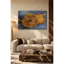 Fida Van Gogh Mavi Zeminde Iki Kesik Ayçiçeği Canvas Tablo