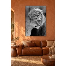 Fida Siyah Beyaz Aslan ve Dişi Aslan Canvas Tablo