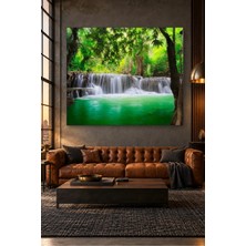 Fida Yeşil Ormanda Basamaklı Şelale ve Zümrüt Havuz Canvas Tablo