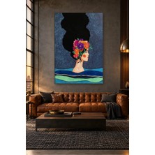 Fida Çiçek Taçlı Kadının Gece Profili Canvas Tablo