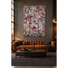 Fida Dubuffet Kırmızı Mavi Çizgili Labirent Canvas Tablo