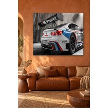 Fida M Power Kanatlı Beyaz Bmw Yarış Arabası Canvas Tablo
