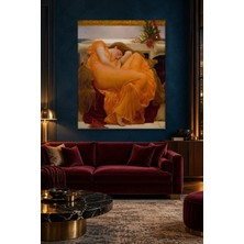 Fida Frederic Leighton Haziran Alevi Turuncu Elbiseli Uyuyan Kadın Canvas Tablo