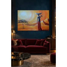 Fida Çölde Başında Sepet Taşıyan Afrikalı Kadın Canvas Tablo