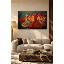 Fida Kızıl Ateş Renklerinde Dönen Semazenler Canvas Tablo