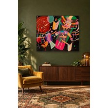 Fida Kandinsky Kompozisyon x Siyah Fonda Renkli Formlar Canvas Tablo