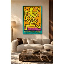 Fida Keith Haring Montreux Turuncu Fonda Sarı Dansçı Canvas Tablo