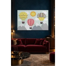 Fida Güneşli Gökyüzünde Karlı Dağlar ve Sıcak Hava Balonları Canvas Tablo