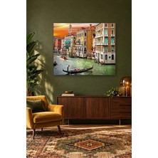 Fida Gün Batımında Venedik Kanalında Gondol Canvas Tablo
