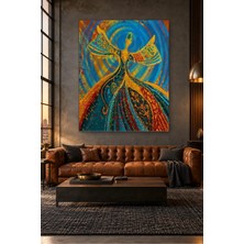 Fida Mavi Girdapta Desenli Elbiseli Semazen Canvas Tablo