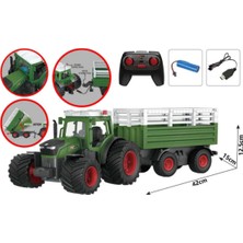 Boratila Toys 2.4ghz Uzaktan Kumandalı Işıklı Arka Kasa Otomatik Traktör ve Kasası