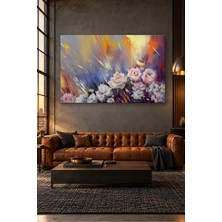 Fida Rüzgârlı Fırça Darbelerinde Beyaz Güller Canvas Tablo