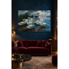 Fida Alexander Koester Göl Kıyısında Beyaz Ördekler Canvas Tablo