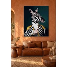 Fida Apoletli Ceketli Zebra Başlı Beyefendi Canvas Tablo