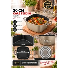 5 mm Ezme Kare Tencere 20 cm Cam Kapaklı