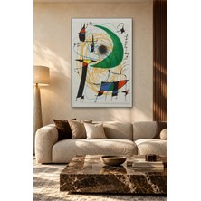 Fida Joan Miro Krem Zeminde Yeşil Hilal ve Renkli Figürler Canvas Tablo