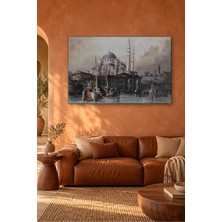 Fida Gravür Tarzı Süleymaniye ve Haliç Kayıkları Canvas Tablo