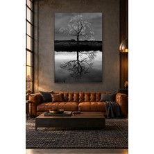 Fida Siyah Beyaz Suya Yansıyan Çıplak Ağaç Canvas Tablo