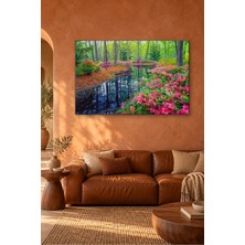 Fida Pembe Açelyalı Orman Göleti Canvas Tablo