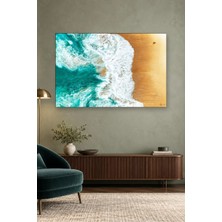 Fida Altın Kumsalda Beyaz Köpüklü Dalga Canvas Tablo