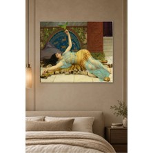 Fida Godward Kaplan Postunda Dinlenen Kadın Canvas Tablo