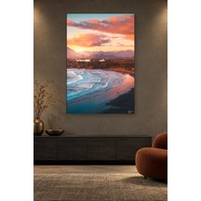 Fida Pembe Bulutlu Gün Batımında Kumsal Canvas Tablo