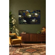 Fida Edelfelt Lacivert Suda Beyaz Nilüferler Canvas Tablo