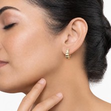 14 K Altın Görünümlü Dilimli Halka Küpe