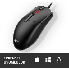 Universal MS103 USB Kablolu 1000DPI 3 Tuşlu Pc, Mac, Dizüstü Bilgisayar ile Uyumlu Optik Mouse Siyah