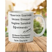 Met Design Öğretmenler Günü Atatürk Temalı Kupa 2 Mock Up Porselen Kupa Bardak MD00000000007691