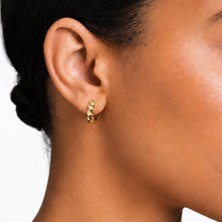 14 K Altın Görünümlü Minimal Burgu Küpe