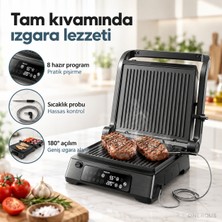 Philips 2200 W Elektrikli Tost ve Izgara Makinesi, 8 Hazır Program, Gıda Sıcaklık Probu, Dijital Kontrol, 180° Açılır Plakalar ve Çıkarılabilir Yağ Tepsisi + Mutfak Tartısı (Onerous)