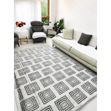 Biyikli Piyade Bıyıklı Piyade Modern Geometrik Desen Çift Yönlü Kaymaz Taban Halı Örtüsü Savan 200 x 300 cm (6 M²)