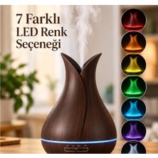 Ozvela 7 Renk LED Işıklı Aroma Difüzörü ve Hava Nemlendirici – Ahşap Görünümlü Dekoratif Oda Kokusu Cihazı