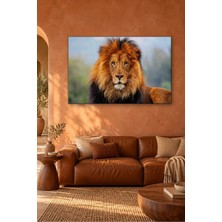 Fida Yeşil Fonda Kızıl Yeleli Aslan Portresi Canvas Tablo