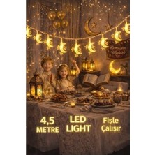 Çelik Ticaret 4,5 Metre 3 Yıldız 1 Ay Ramazan Süsleri, Ramazan Tavan Süsü Sarı Işıklar Işıkları Aydınlatmalı Şerit LED Ramazan Süsü LED Işık