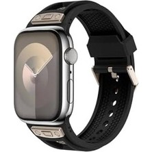 Çelik Ticaret Prime - ile Uyumlu 44MM Kordon Delikli Metal Süslemeli Desenli Silikon Band 117