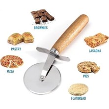 Çelik Ticaret Pizza Kesici – Ahşap Saplı Paslanmaz Çelik, Yuvarlak Bıçaklı Pizza Dilimleyici | Ergonomik, Dayanıklı, Şık Tasarım