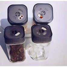 Çelik Ticaret Ayarlanabilir Tuzluk Cam Baharatlık Seti, 2 Adet,tuz,pul Biber, Kara Biber, Nane Için Ideal, Mutfakta Çok Yönlü Kullanım