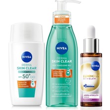 Çelik Ticaret LUMINOUS630 Skin Glow Aydınlatıcı Serum 30ML, Güneş Koruyucu Krem ve Yüz Temizleme Jeli, Niasinamid