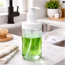 Çelik Ticaret Cam Sıvı Sabunluk & Deterjanlık Kilitli Pompalı Sıvı Sabun Haznesi Banyo Sabunluğu Mutfak Deterjanlığı Deterjan Kutusu 320 ml (1)