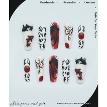 Ancestor Blood Protez Jel Takma Tırnak - El Yapımı Kalıcı Oje Nail Art Koi Fish Dragon - NC126