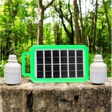 Çelik Ticaret 2 Ampullü Solar Panelli Powerbank Özellikli Kamp Işığı Seti – Güneş Enerjili LED Kamp Aydınlatma Sistemi, Taşınabilir Şarjlı Çadır Lambası, Acil Durum