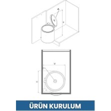 Çelik Ticaret Banyo, Mutfak Dolap Içi 11 Litre Metal Çöp Kovası – Krom, Tüm Dolaplara Uyumlu Tezgah Altı Çöp Kovası