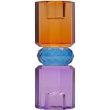 Çelik Ticaret Kristal Mum Tutucu, Menekşe/cobolt/, 5,5X5,5X15 cm